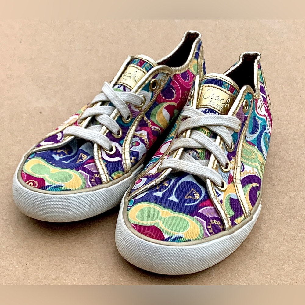 Women's 5.5 B Multi Colored Canvas COACH DEE 1941 Sneakers - Picture 3 of 16